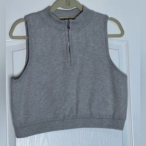 Gray Sleeveless Quarter Zip Crop Top